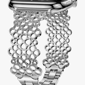 Silver Clover Pattern Apple Watch Band
